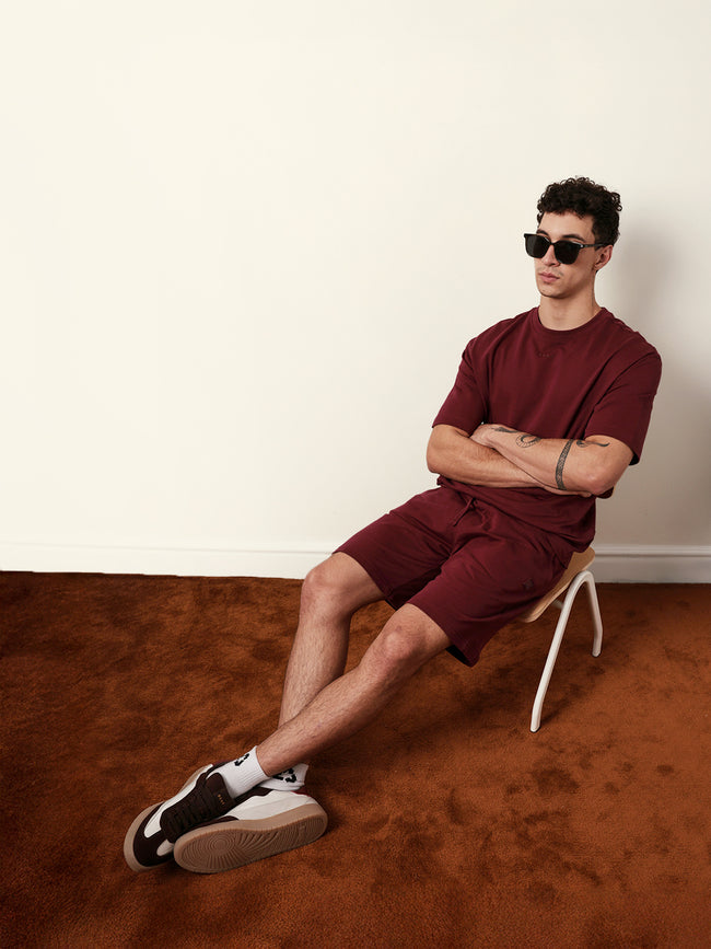 Men Maroon Solid Shorts
