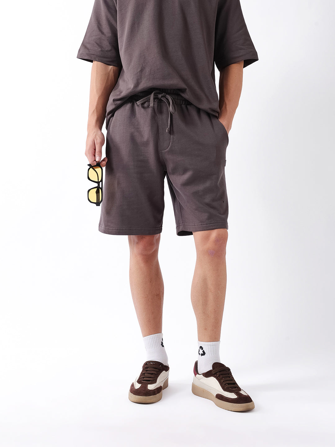 Men Grey Solid Shorts