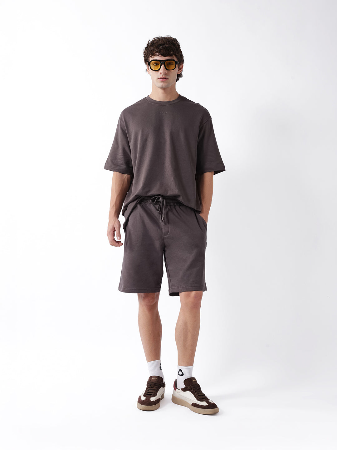 Men Grey Solid Shorts