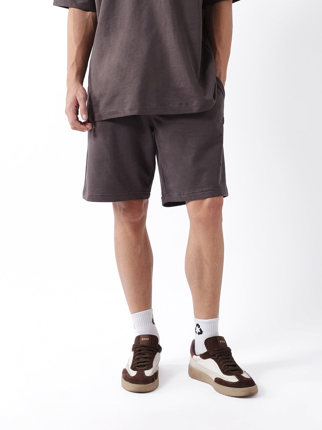 Men Grey Solid Shorts
