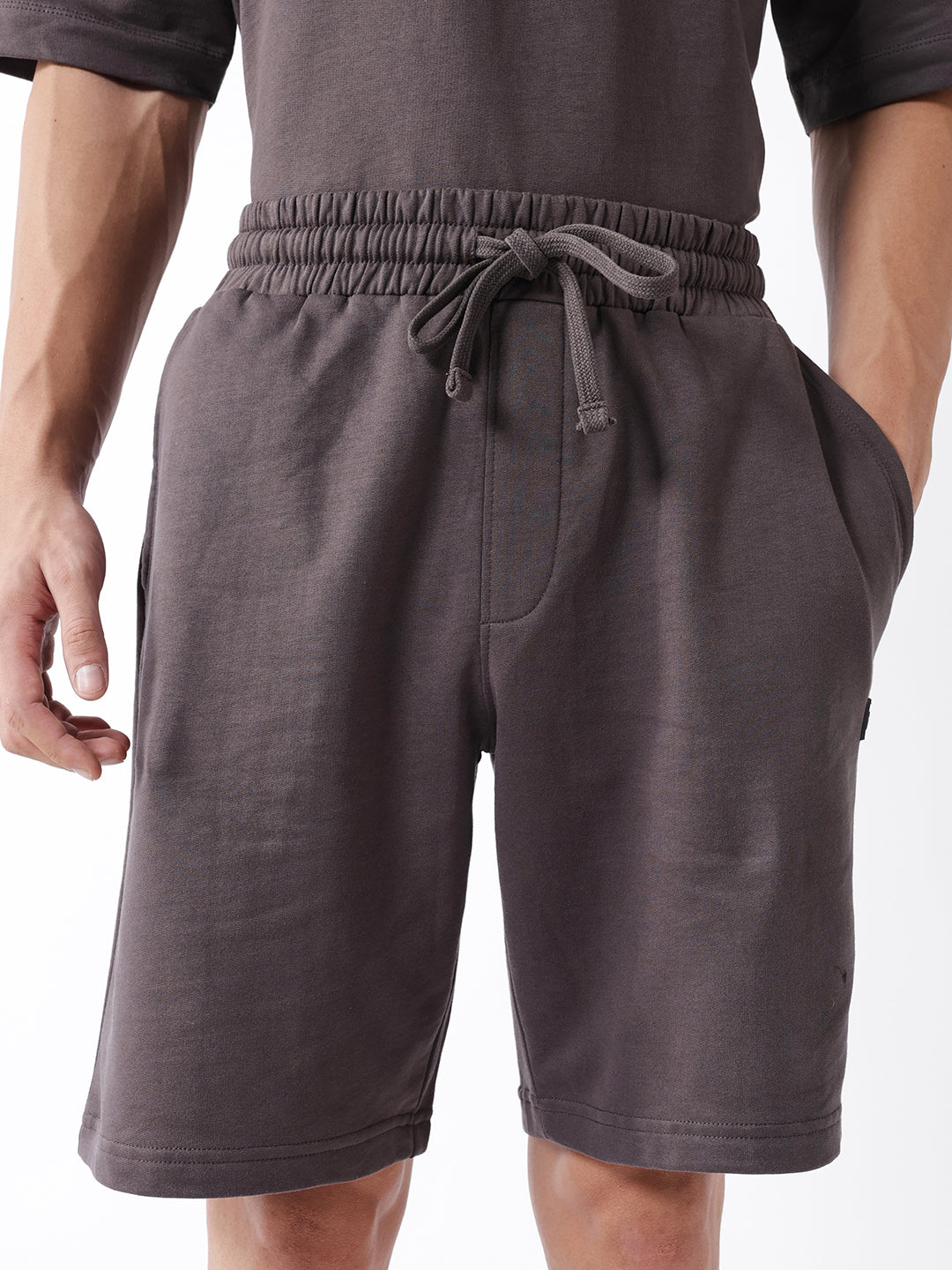 Men Grey Solid Shorts