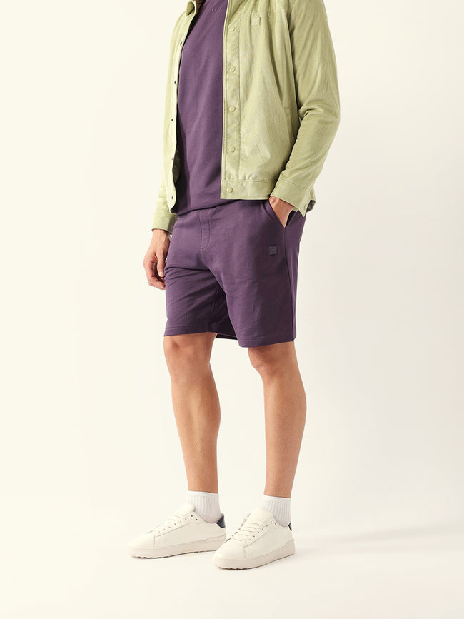 Men Purple Solid Shorts