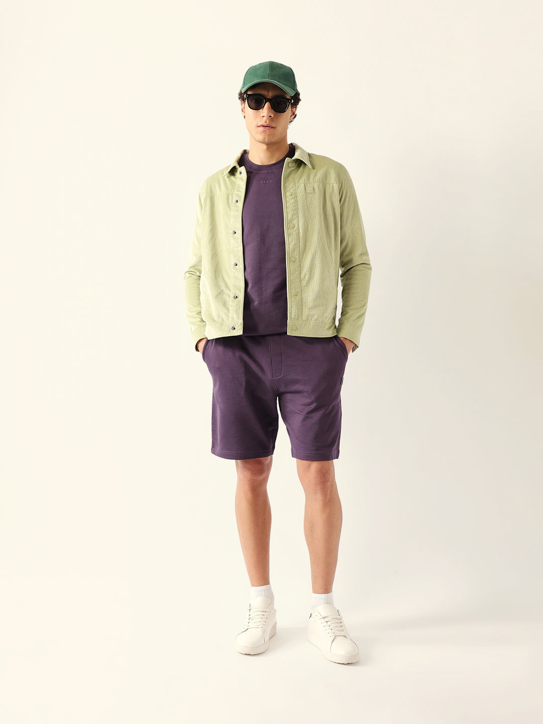 Men Purple Solid Shorts