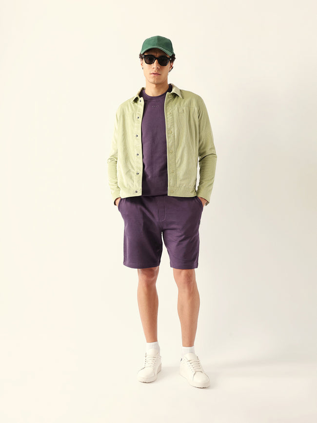 Men Purple Solid Shorts