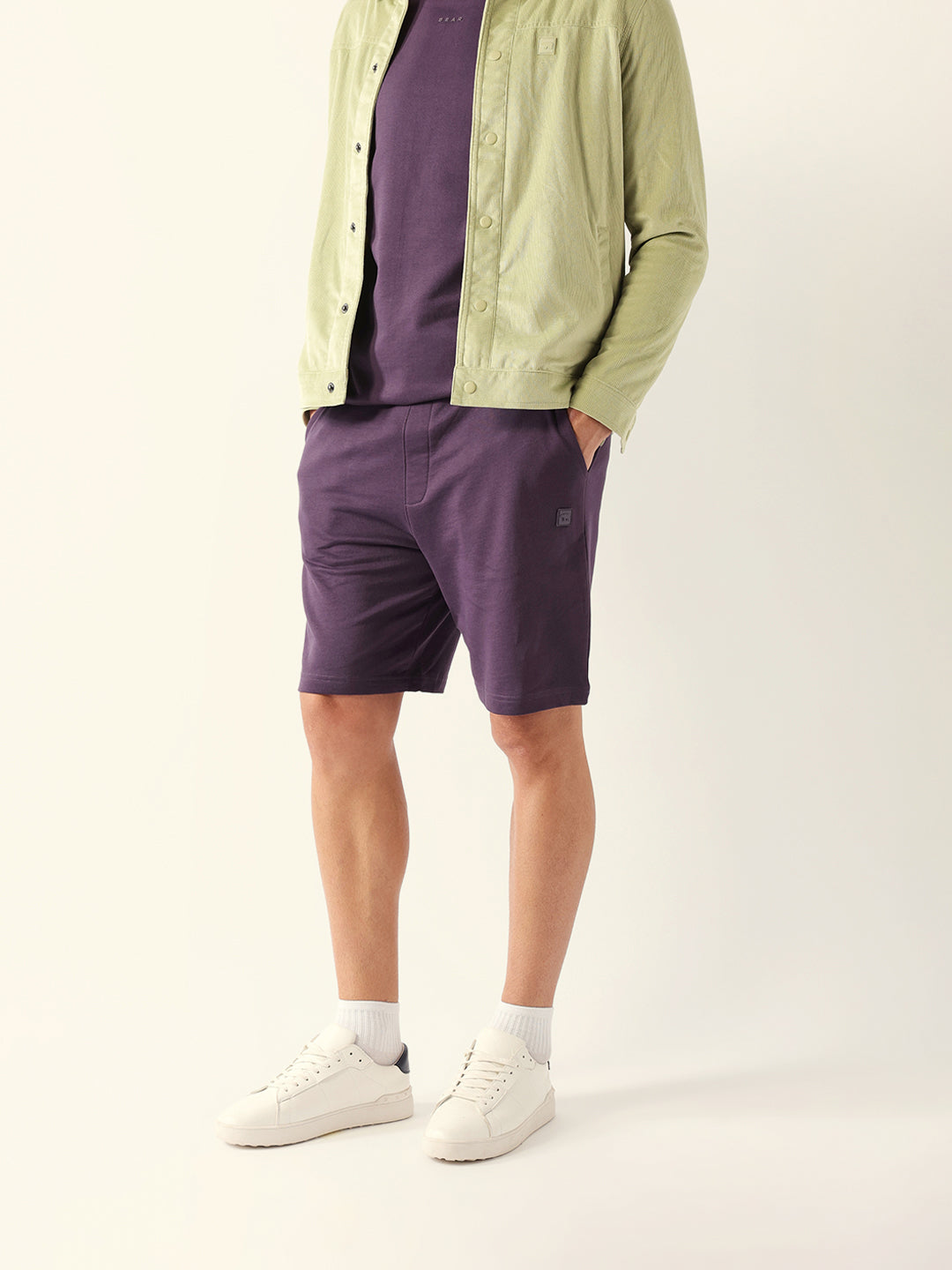 Men Purple Solid Shorts