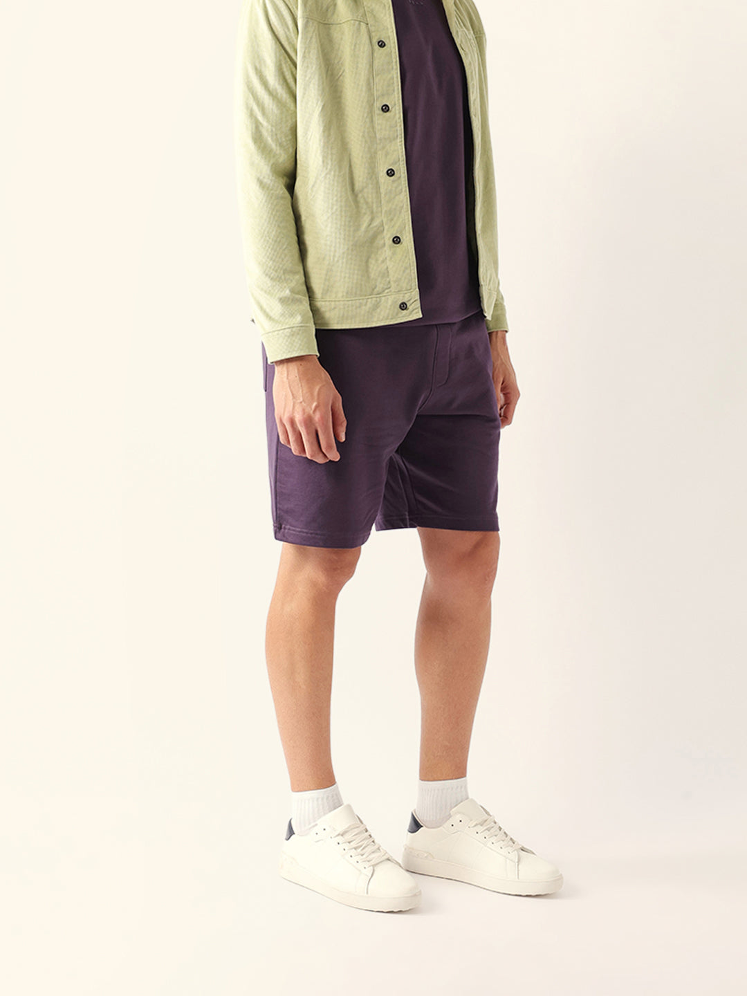 Men Purple Solid Shorts