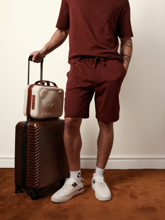Men Maroon Solid Shorts