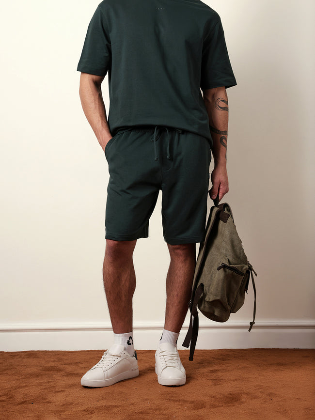 Men Green Solid Shorts