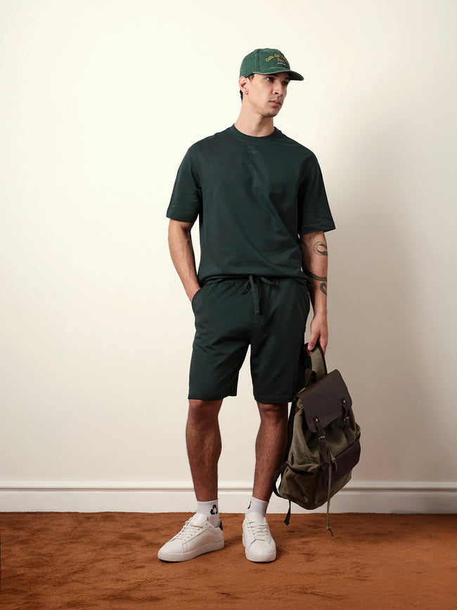 Men Green Solid Shorts