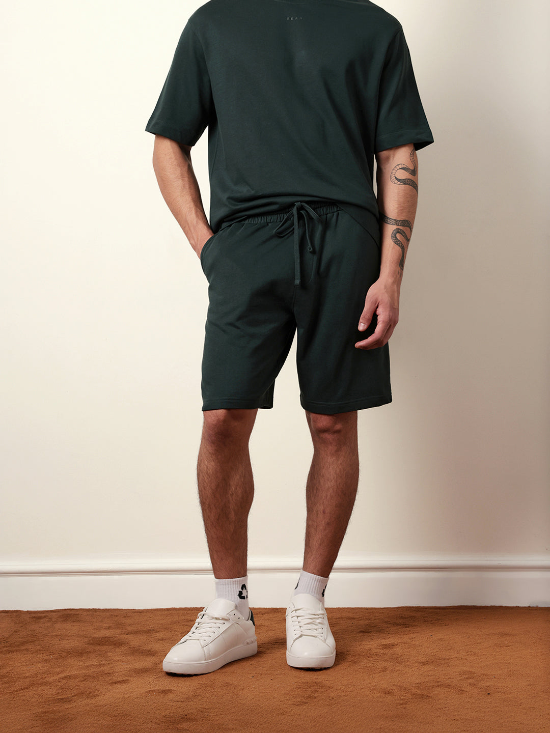 Men Green Solid Shorts