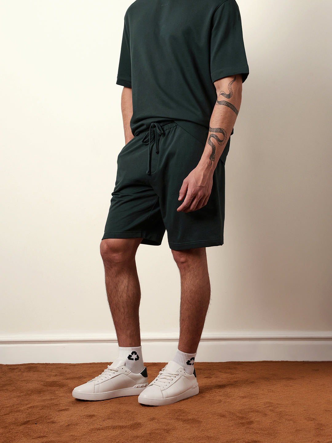 Men Green Solid Shorts