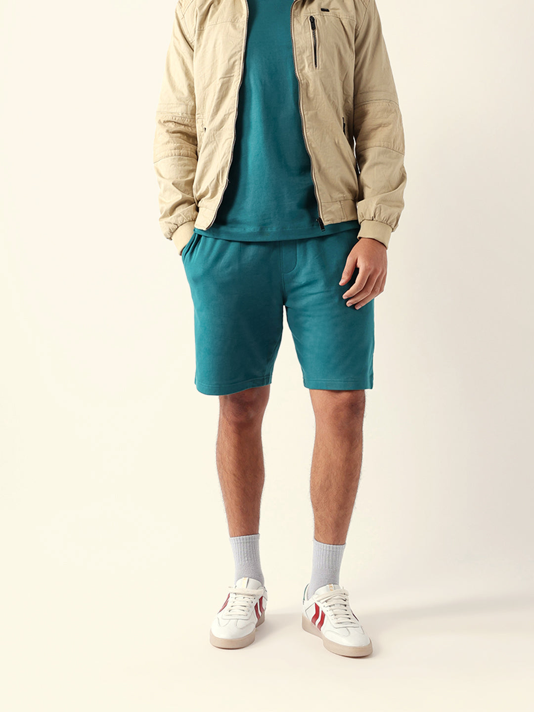 Men Teal Solid Shorts