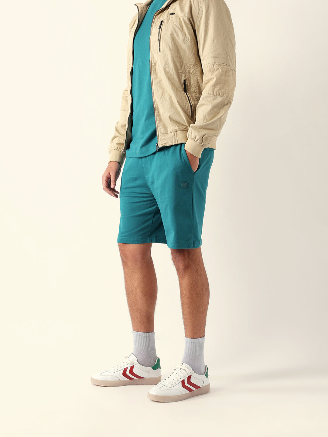 Men Teal Solid Shorts