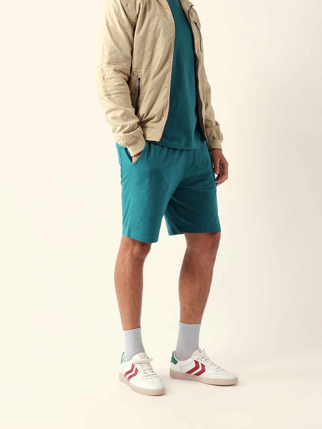 Men Teal Solid Shorts
