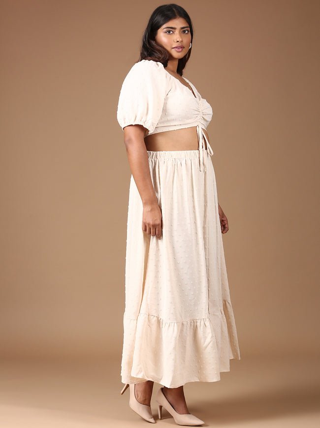 Women Beige Top and Skirt Co-ord Set