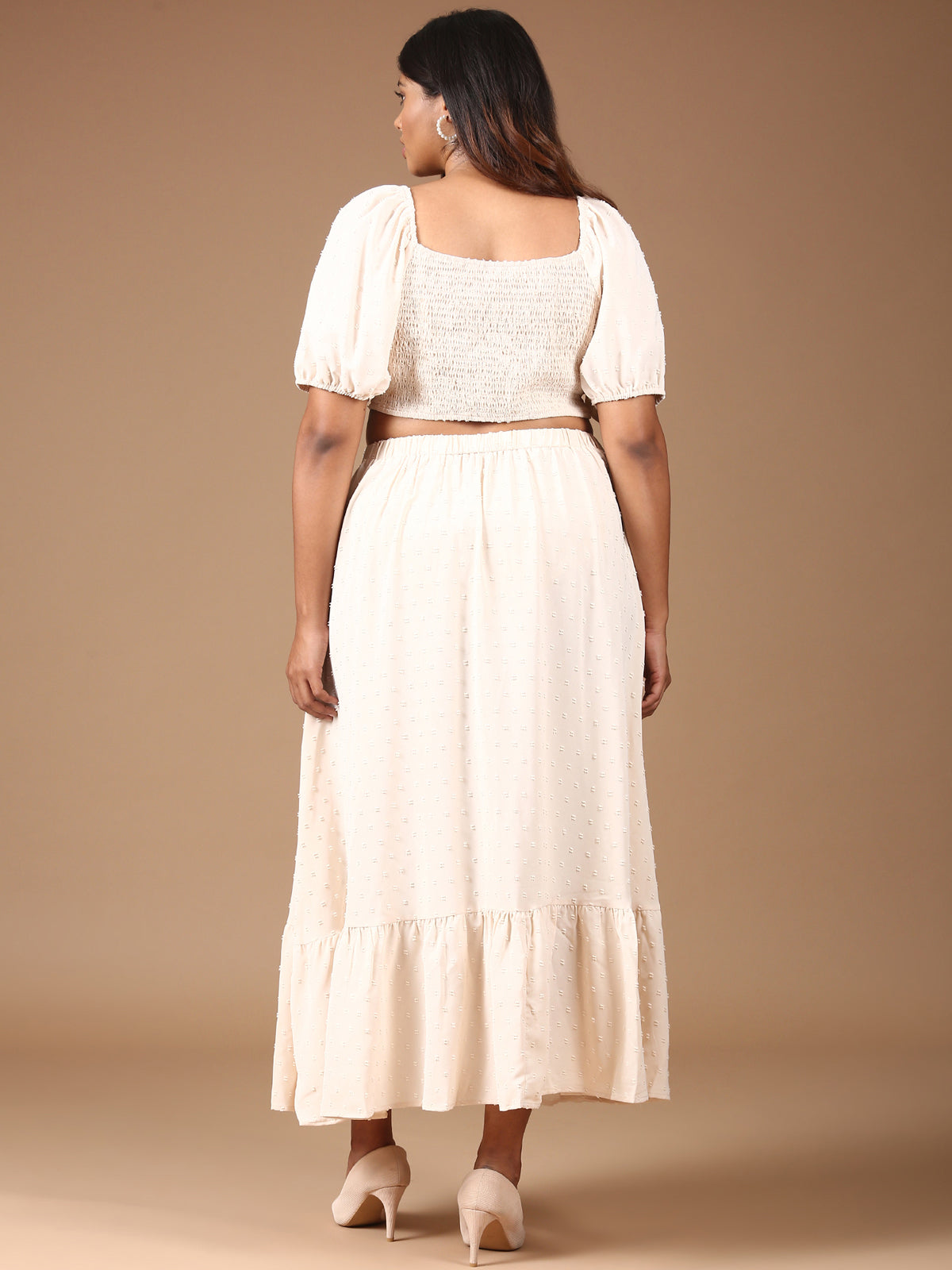 Women Beige Top and Skirt Co-ord Set