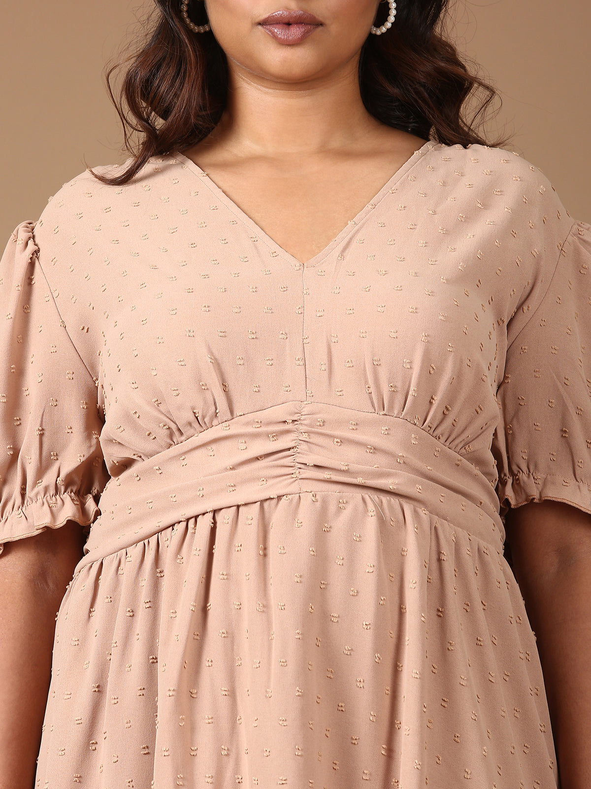 Women Beige Midi Dress