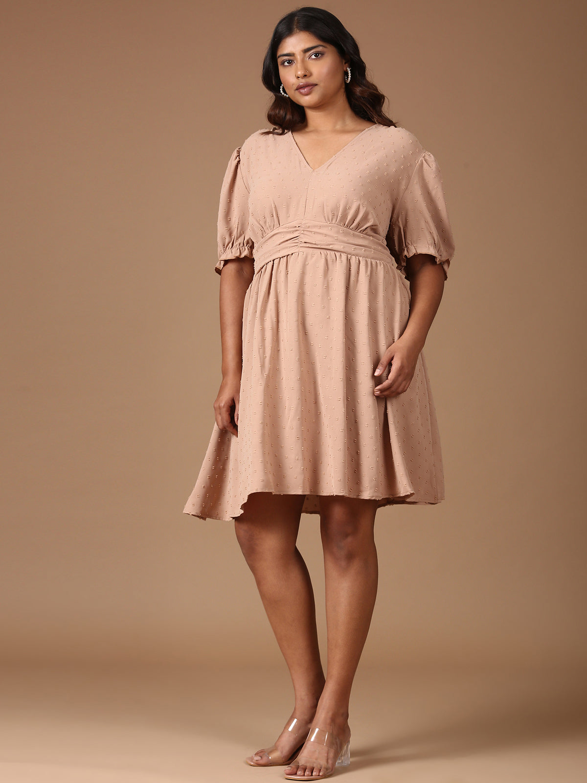 Women Beige Midi Dress
