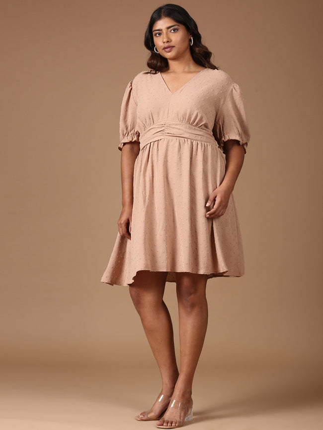 Women Beige Midi Dress