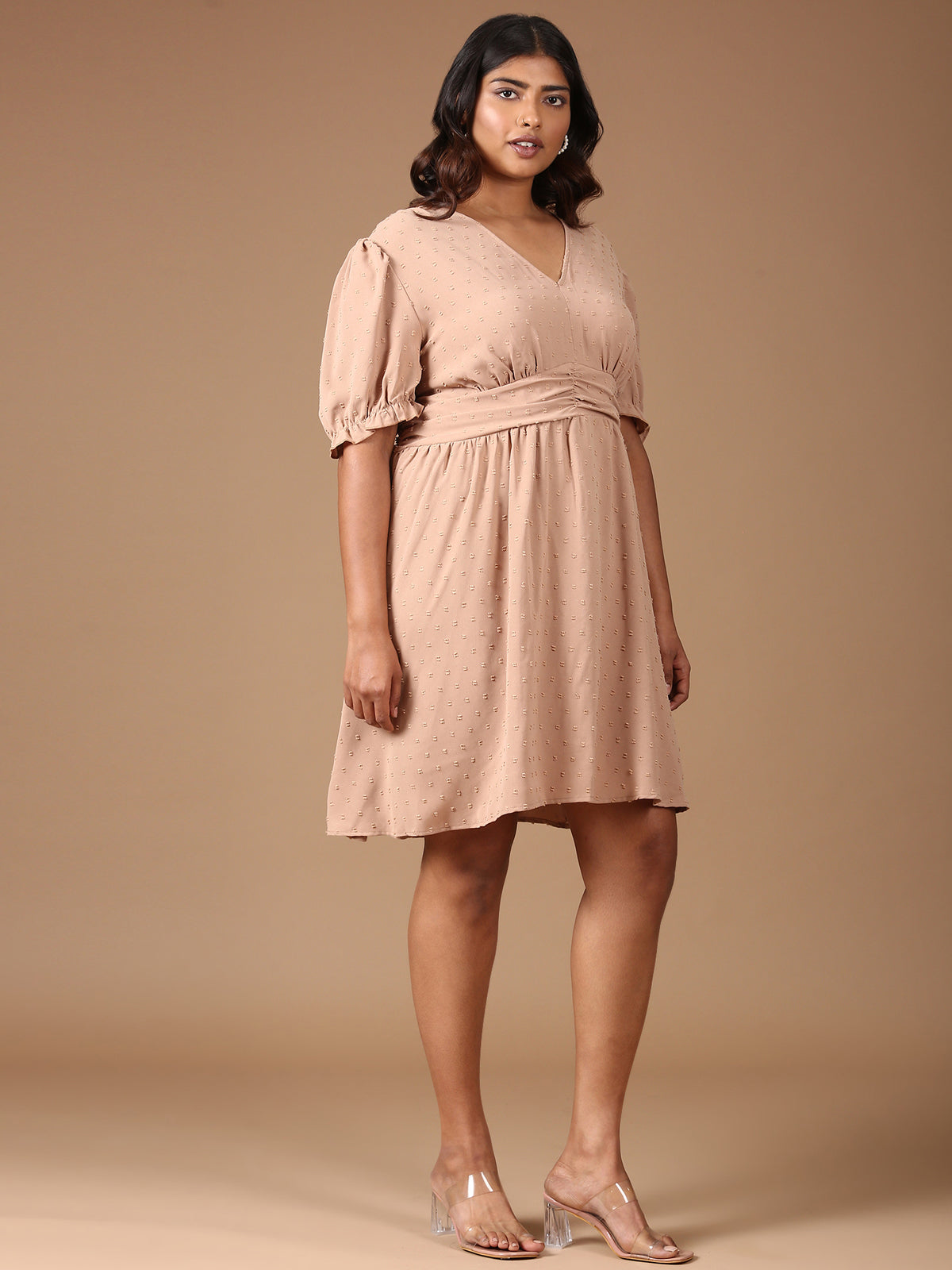 Women Beige Midi Dress
