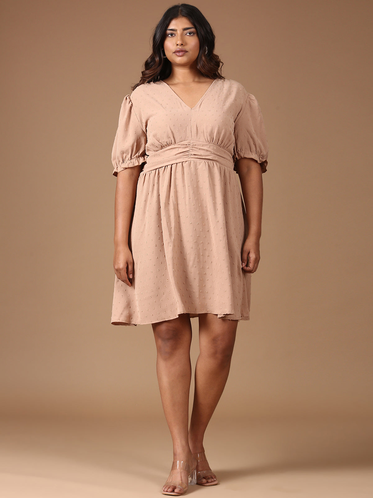 Women Beige Midi Dress
