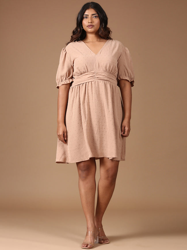 Women Beige Midi Dress