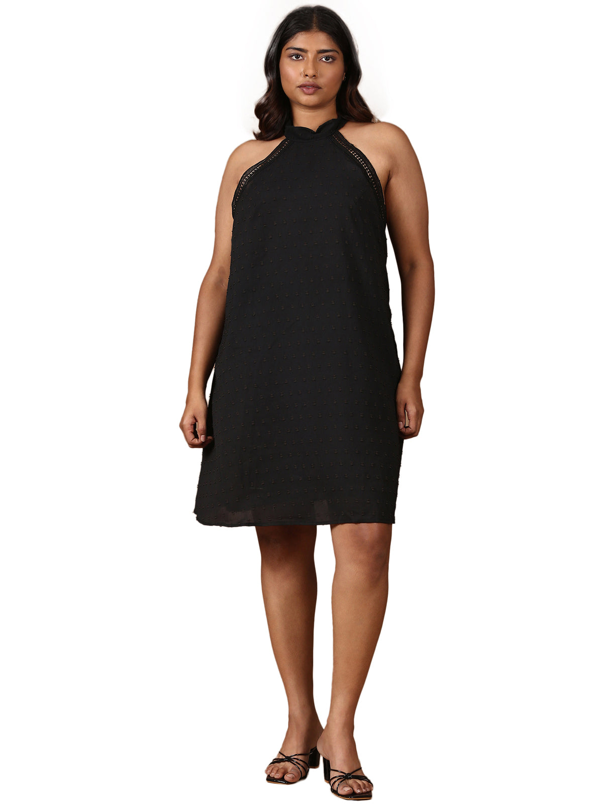 Women Black Halter Dress