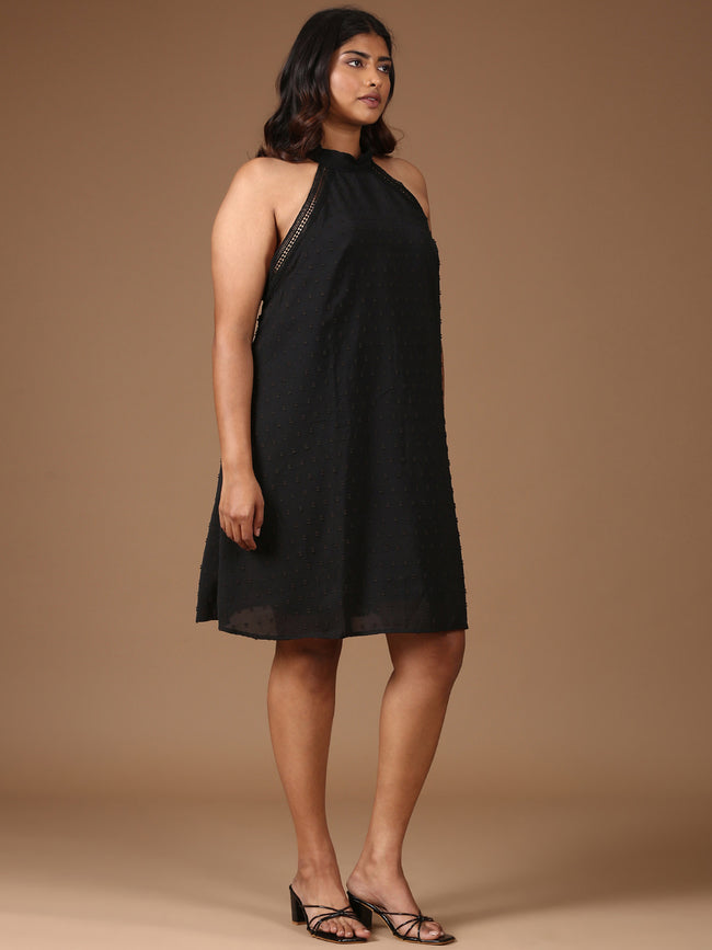 Women Black Halter Dress