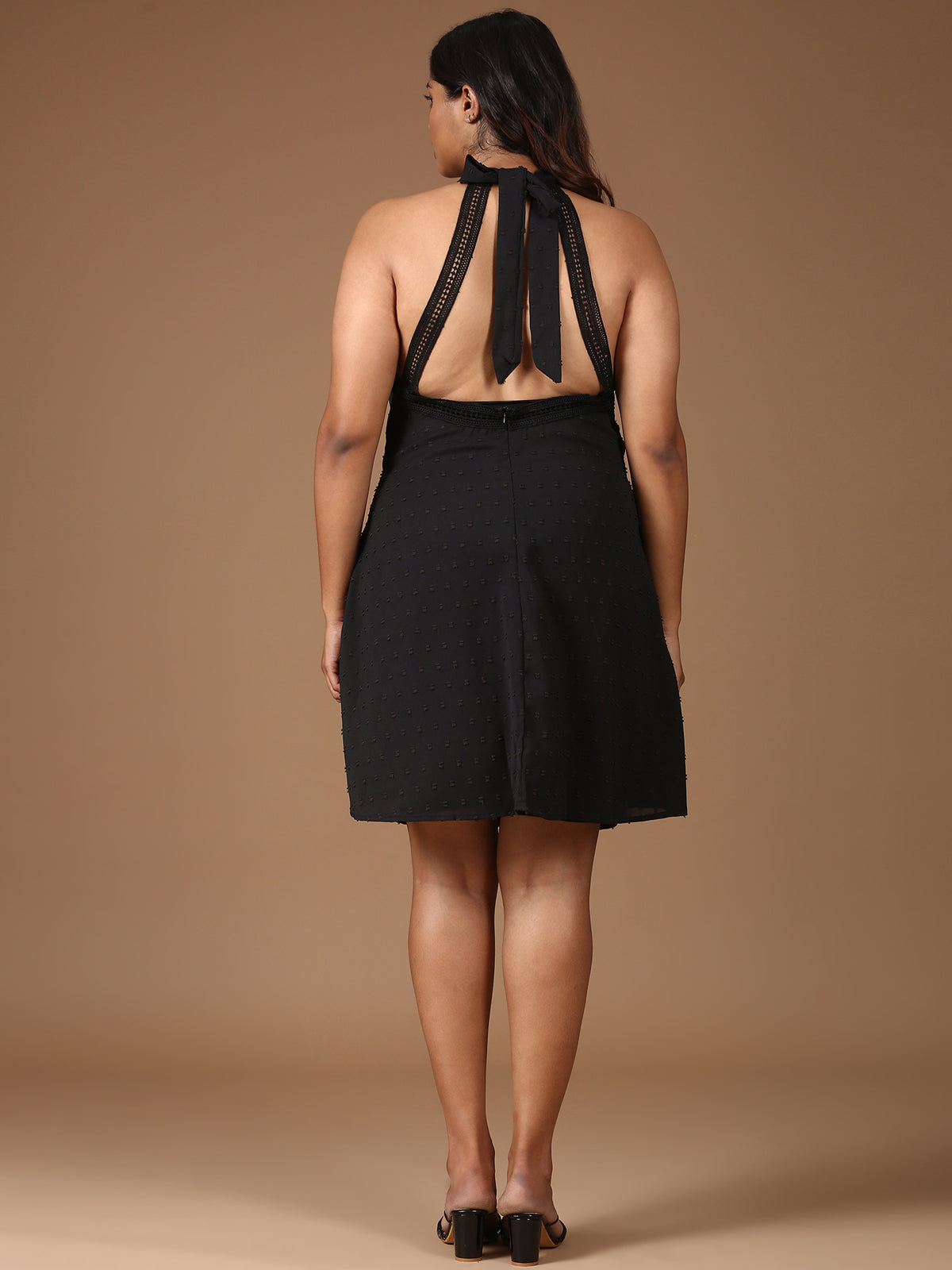 Women Black Halter Dress