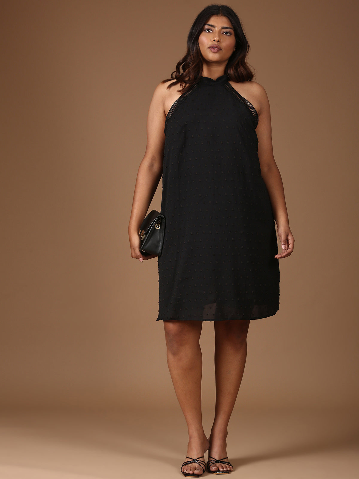 Women Black Halter Dress
