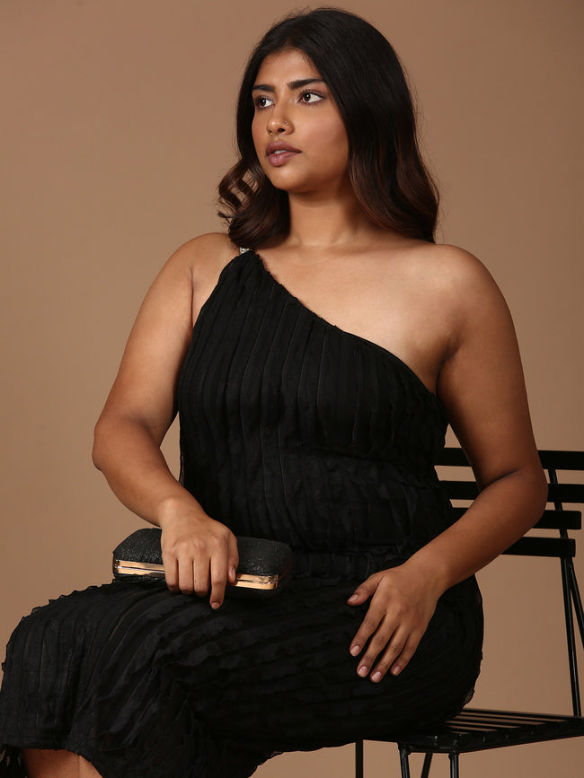 Women One-Shoulder Ruffle Dress
