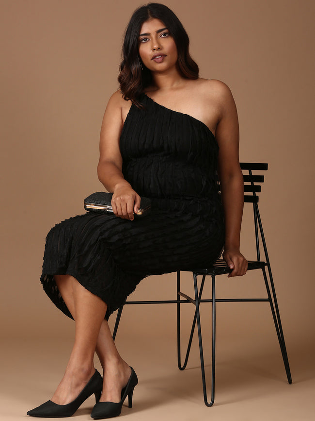 Women One-Shoulder Ruffle Dress