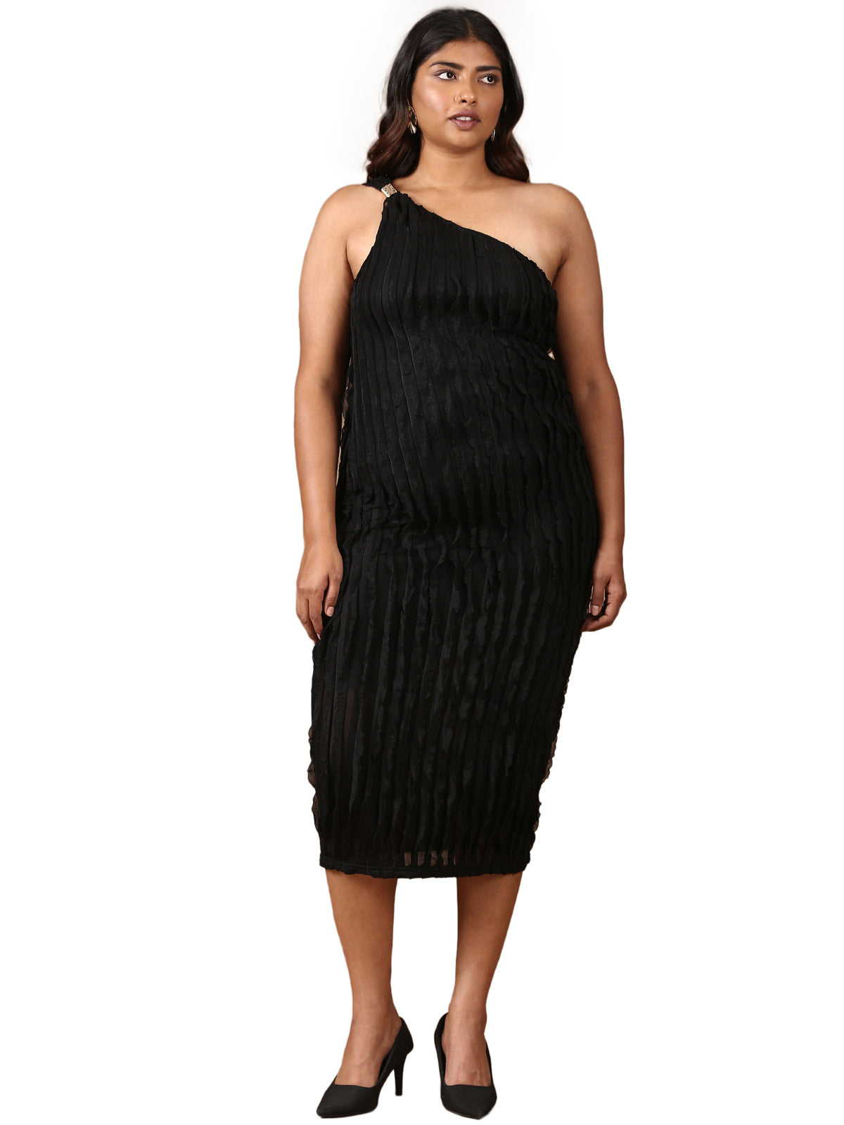 Women One-Shoulder Ruffle Dress
