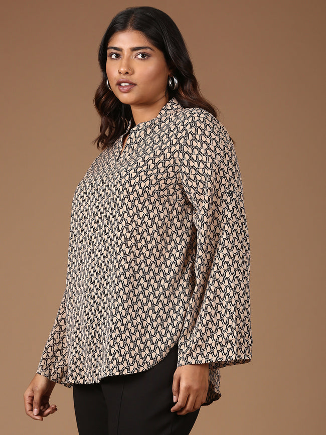 Women Brown Relaxed Fit Printed Top