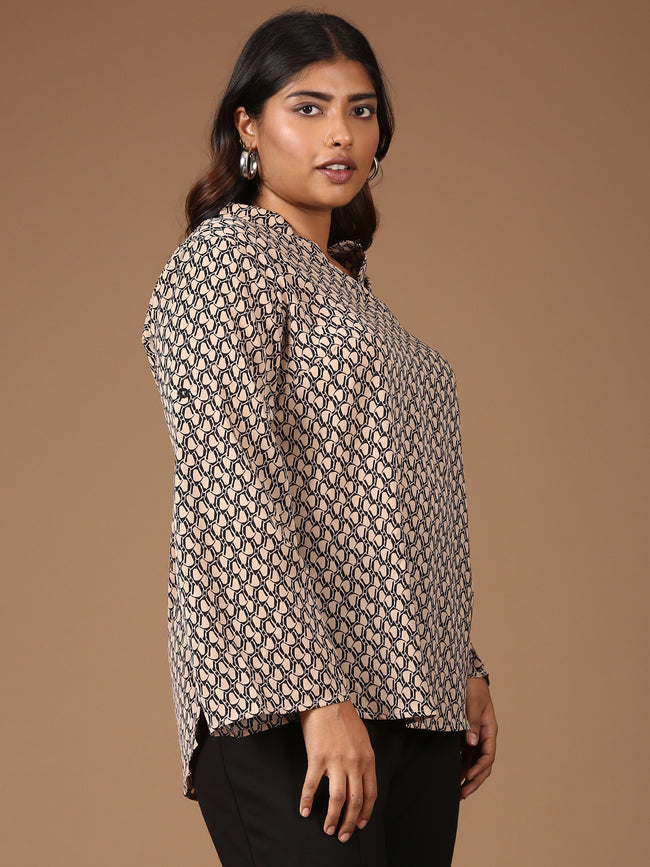 Women Brown Relaxed Fit Printed Top