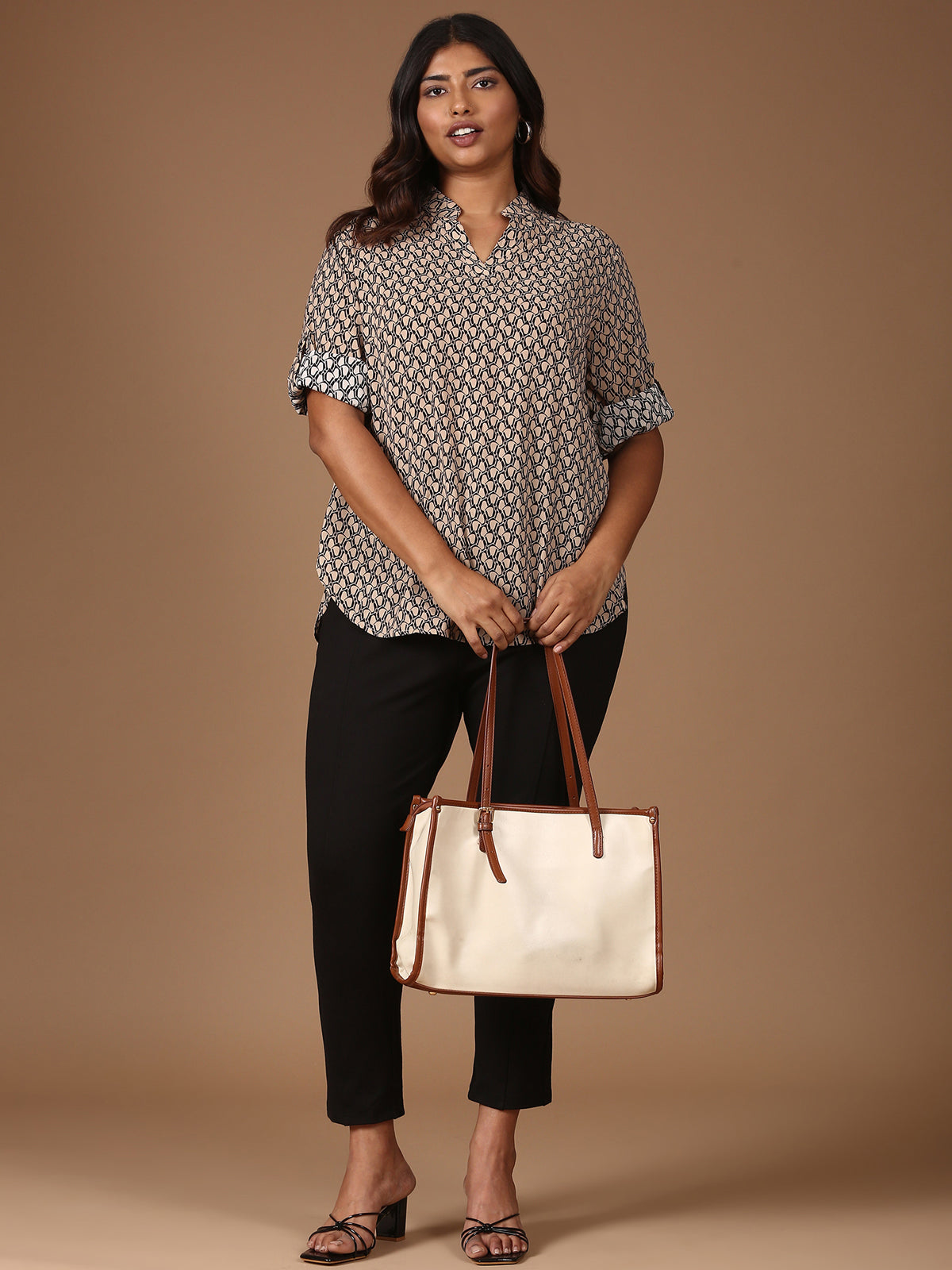 Women Brown Relaxed Fit Printed Top