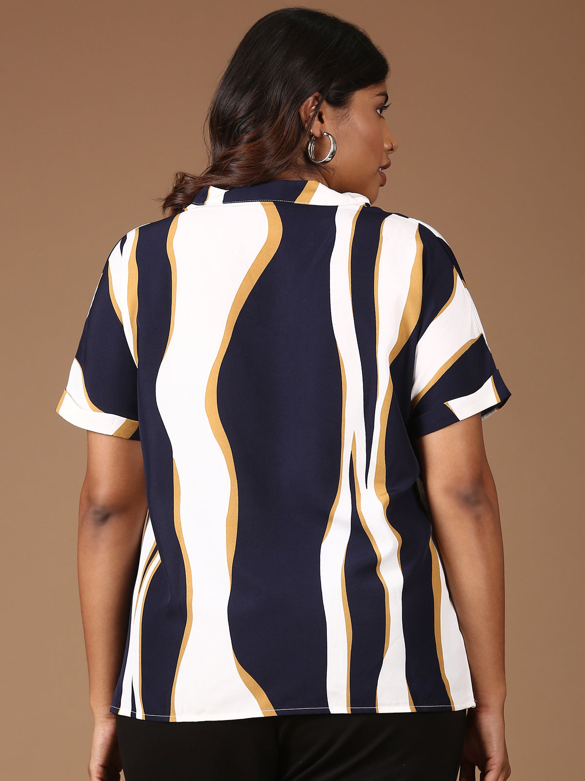 Women Navy White Printed Top