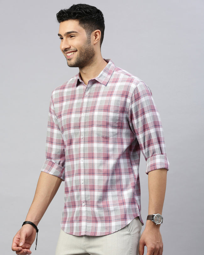Men Mauve Cotton Slim Shirt