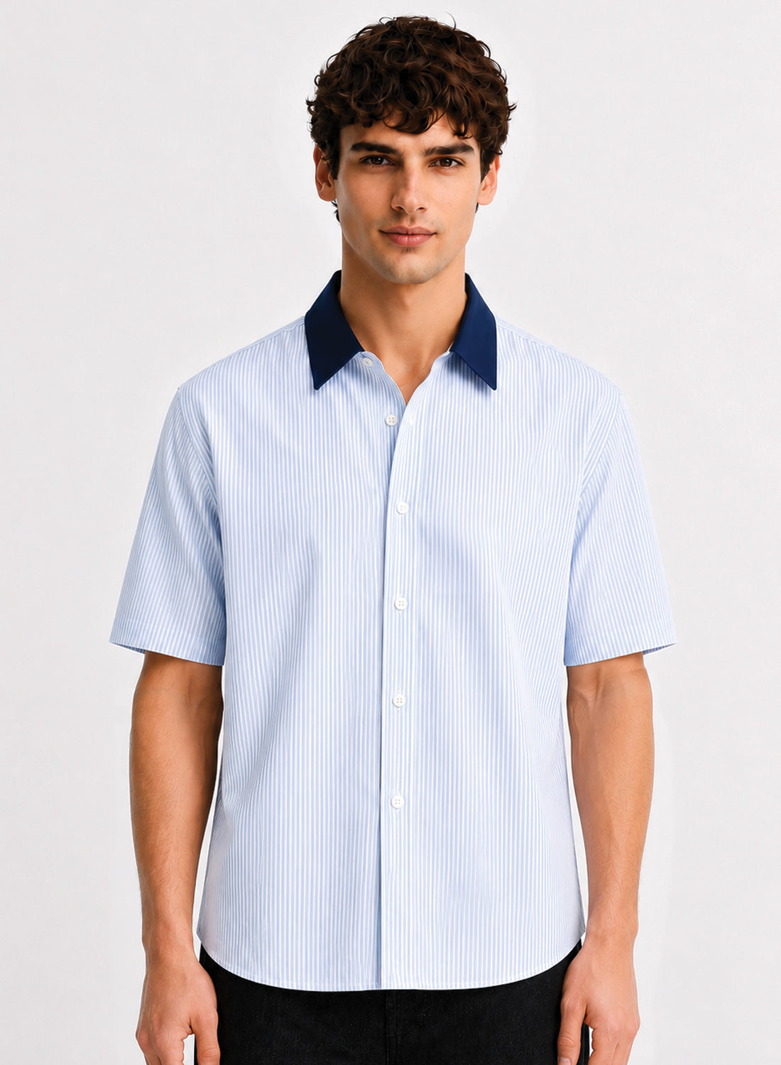 Men Blue Striped Casual Shirt