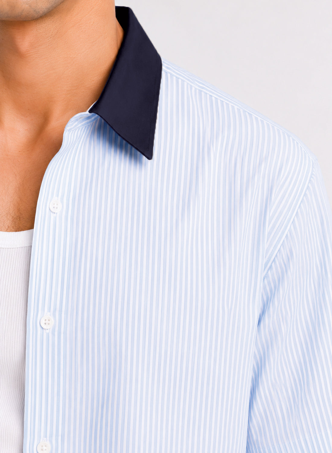 Men Blue Striped Casual Shirt