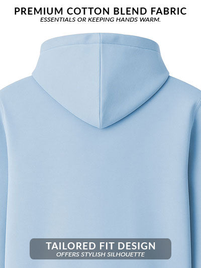 Men Blue Cotton Fleece Printed Hoodie