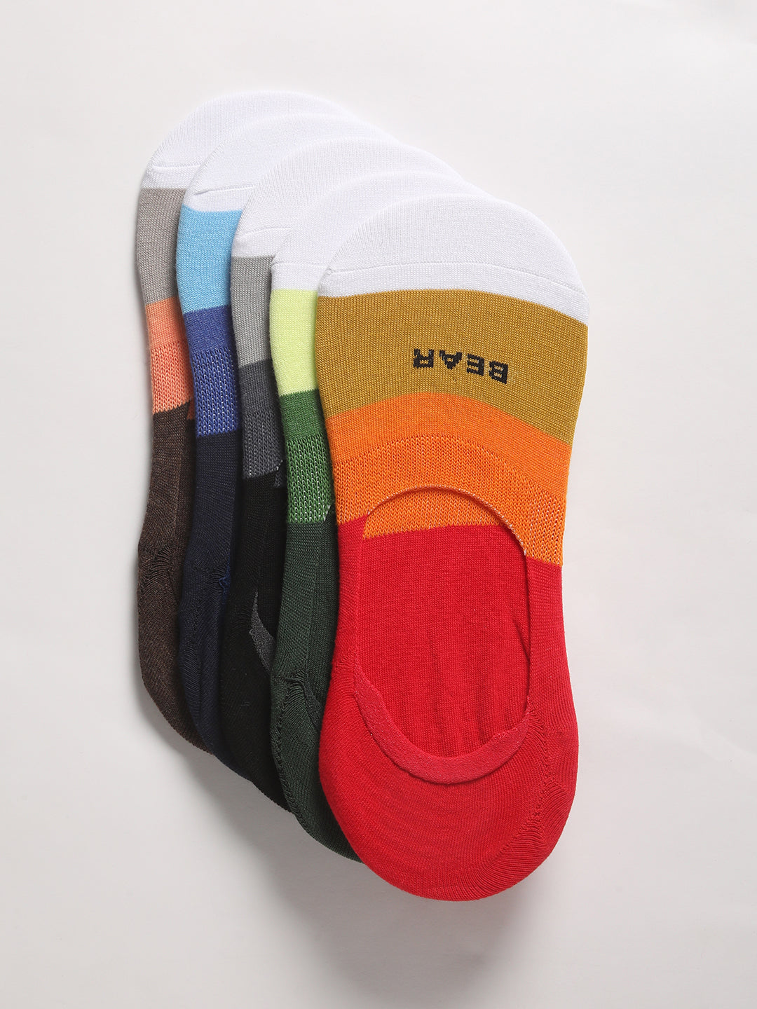 Men Pack of-5 Colour blocked Ankle Length Socks