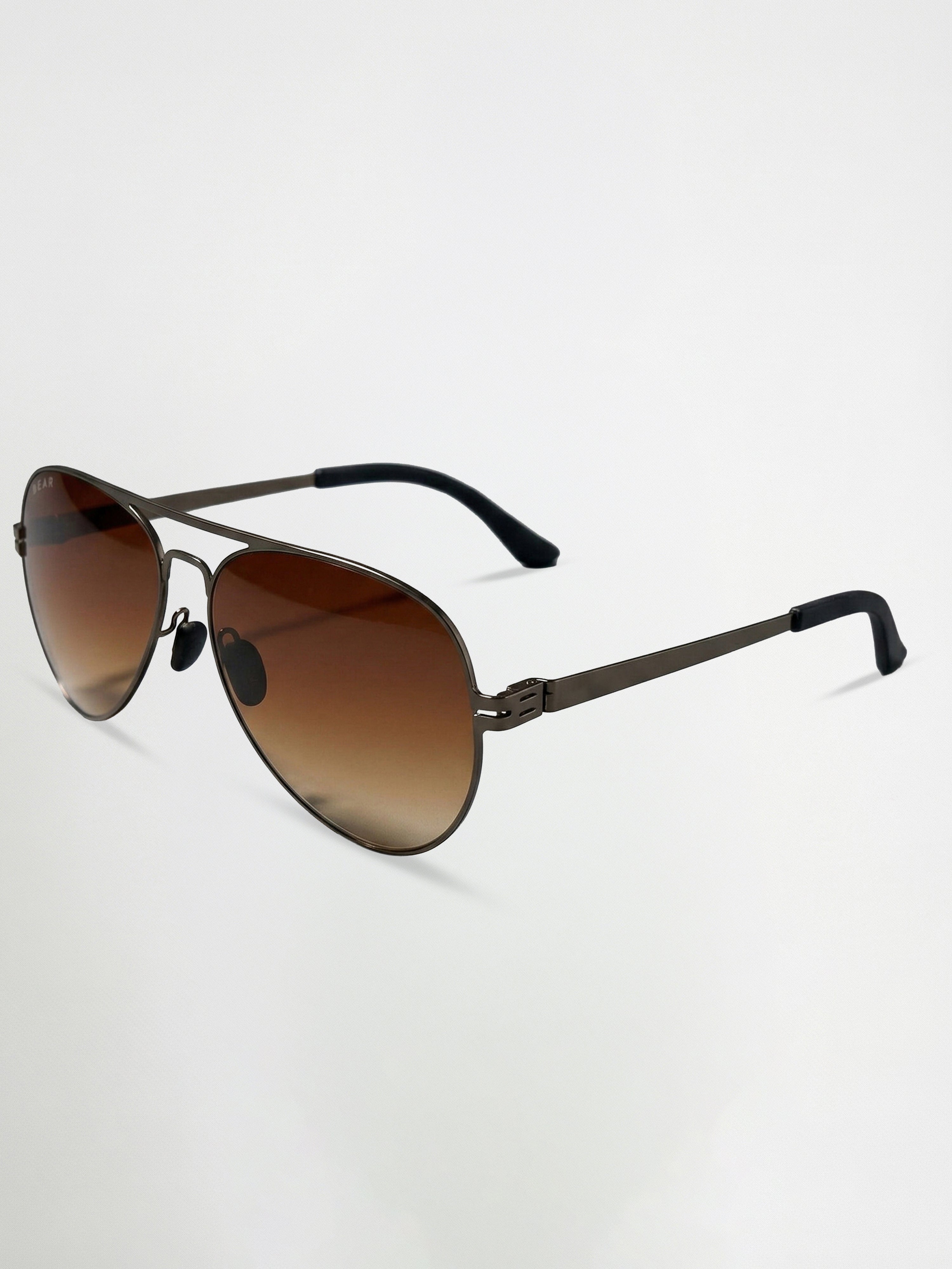 Men Classic Aviator Sunglasses with Gunmetal Brown Frame and Brown Gradient Lenses