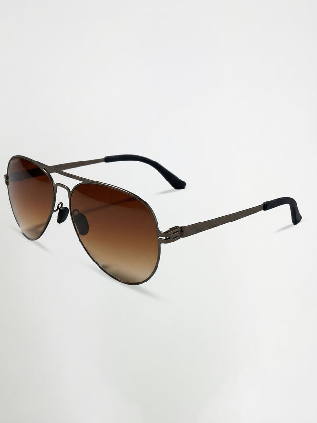Men Classic Aviator Sunglasses with Gunmetal Brown Frame and Brown Gradient Lenses