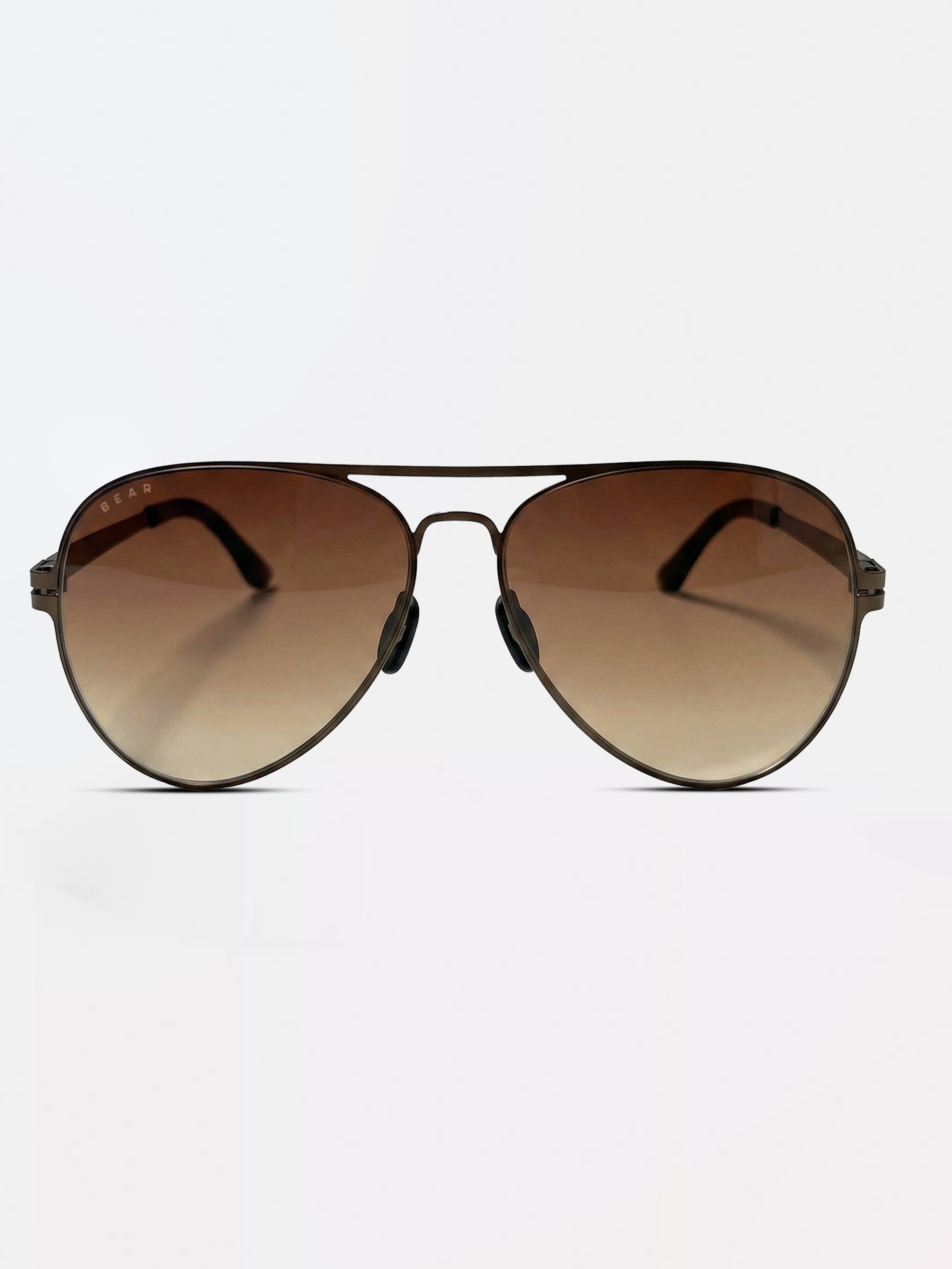 Men Classic Aviator Sunglasses with Gunmetal Brown Frame and Brown Gradient Lenses
