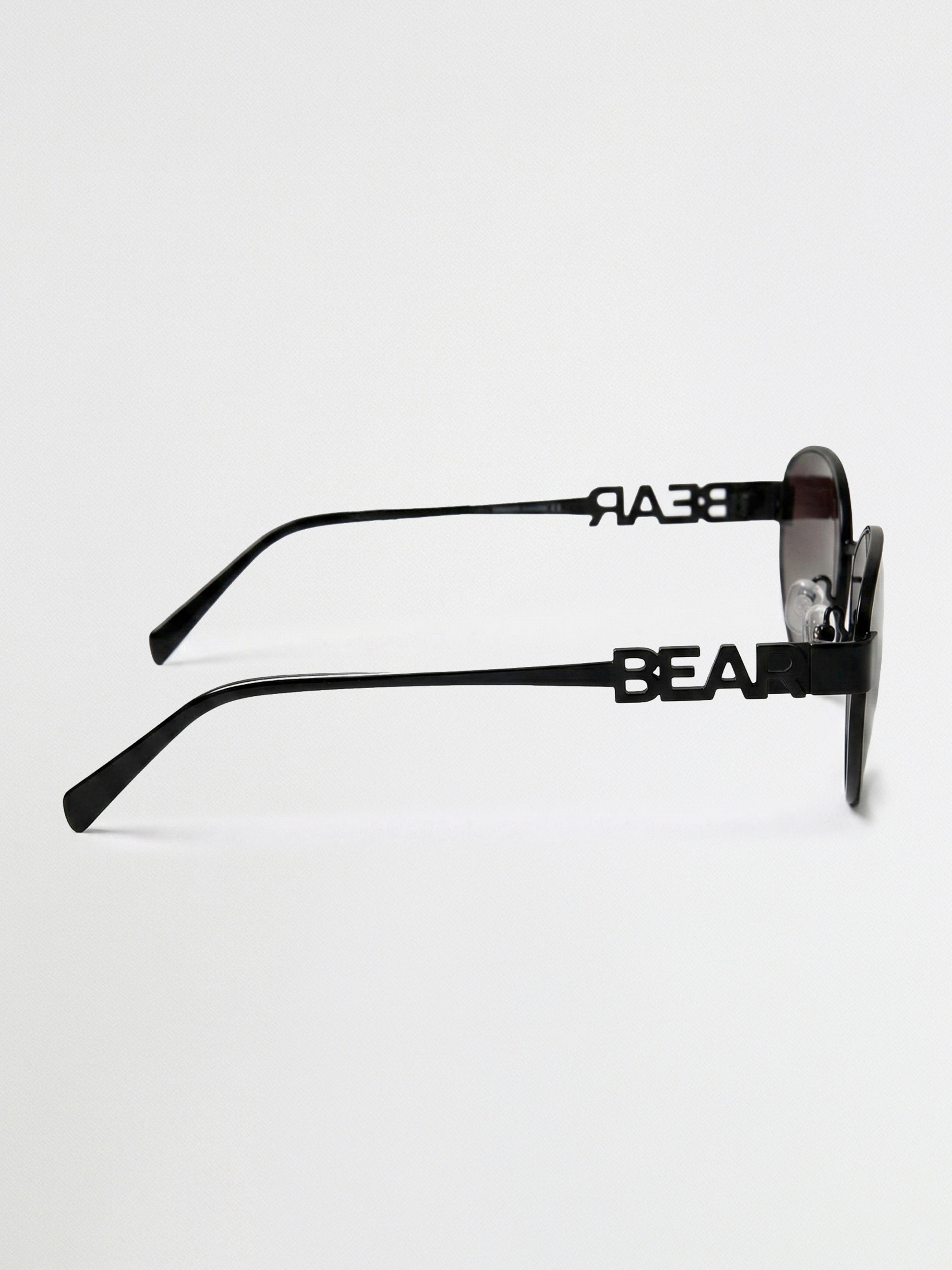 Men Black-Toned Round Metal Sunglasses with Brown Gradient-Tinted Lenses and BEAR Branding