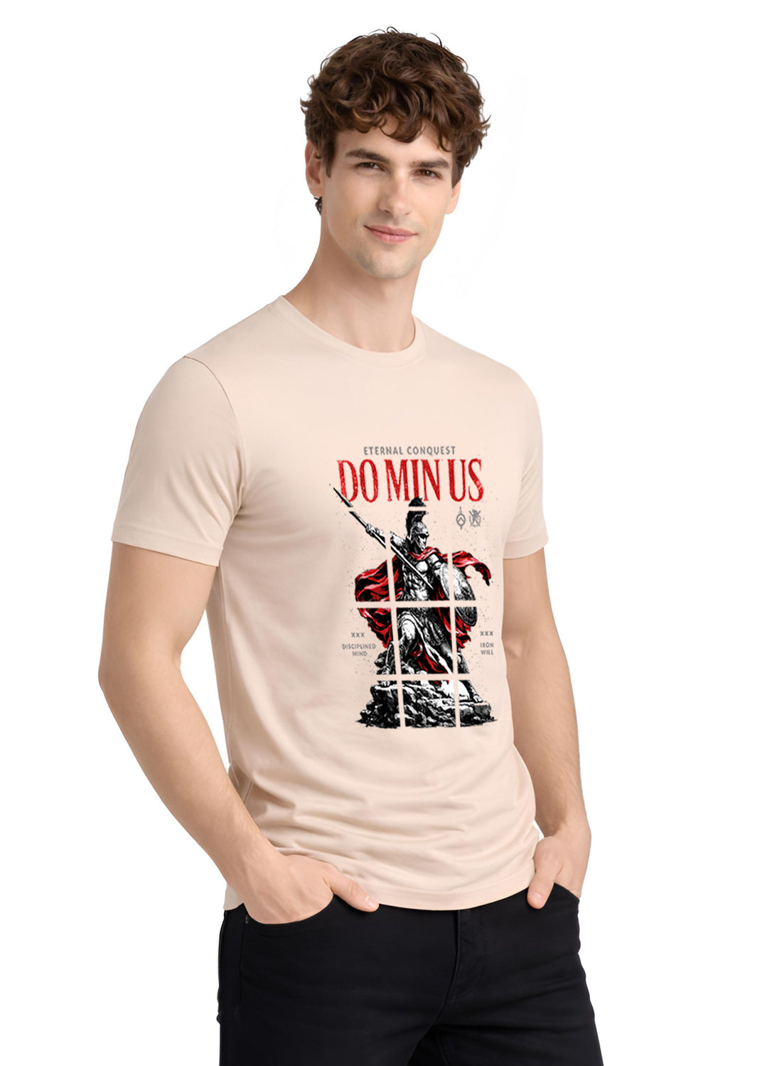 Men Beige Printed Casual T-Shirt
