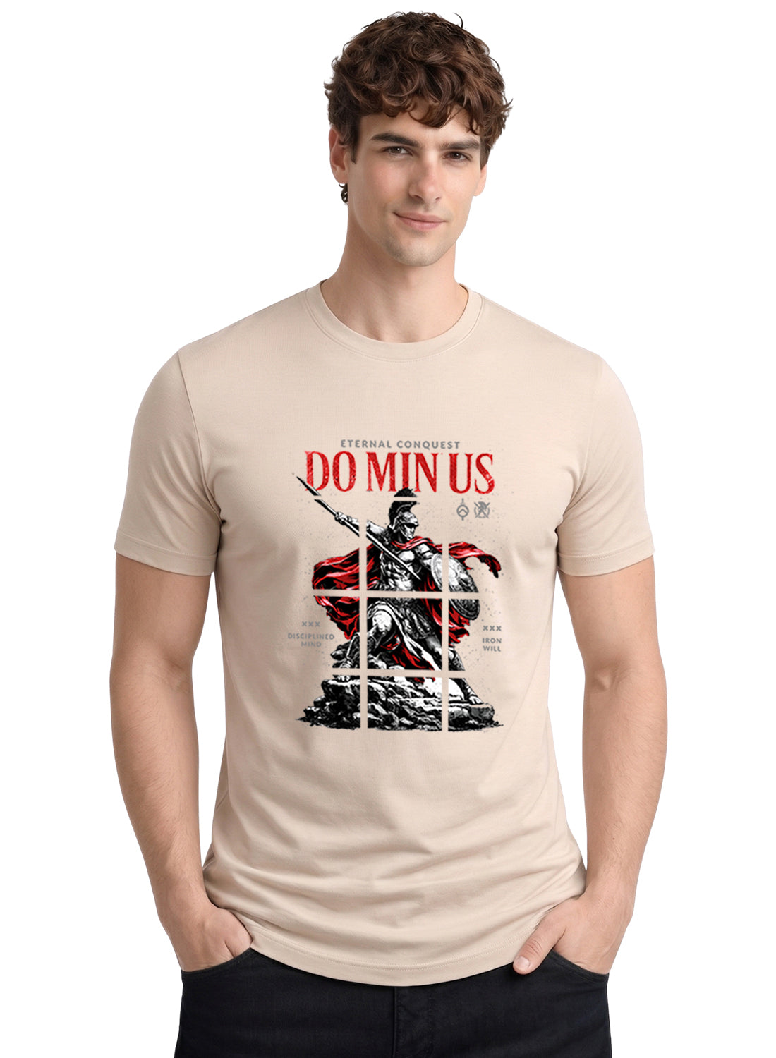 Men Beige Printed Casual T-Shirt