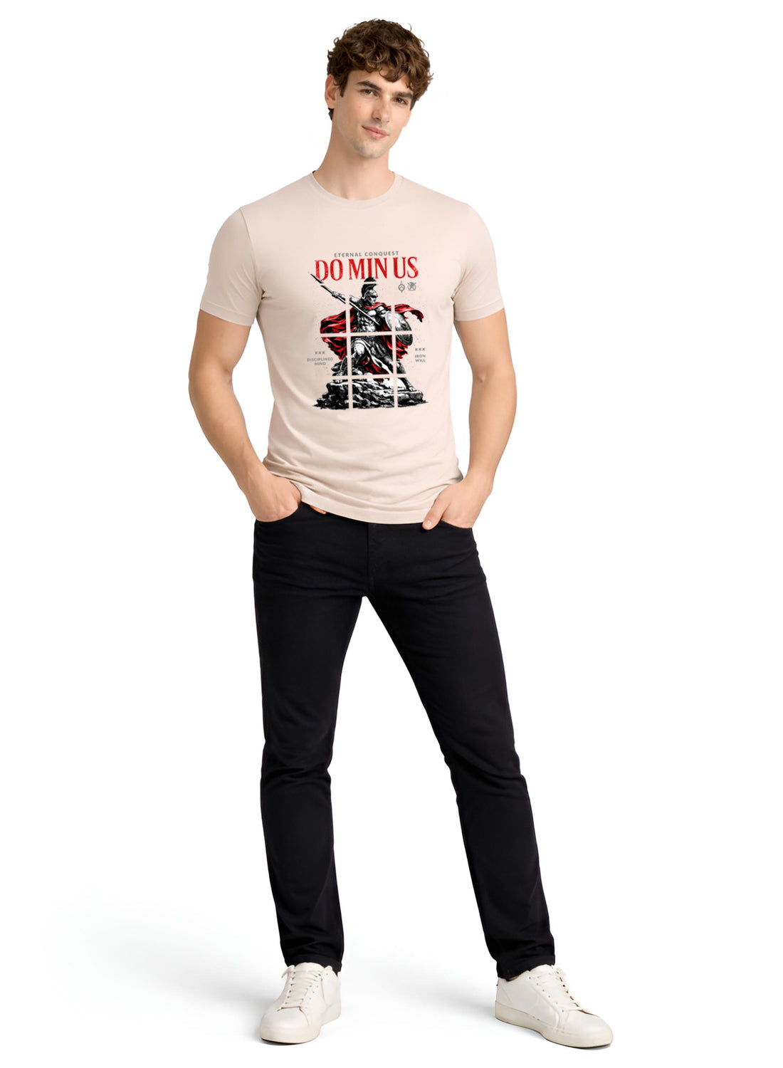 Men Beige Printed Casual T-Shirt