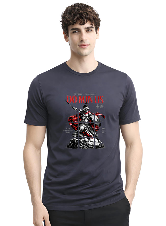 Men Grey Printed Casual T-Shirt
